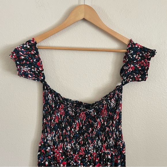 NWT Lulu’s View from the Meadow Off the Shoulder Midi Dress Black Floral Size XL - Picture 7 of 11